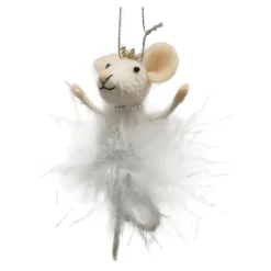 ORN WOOL MOUSE 3″X2″X5″ BALLERINA HANDS UP