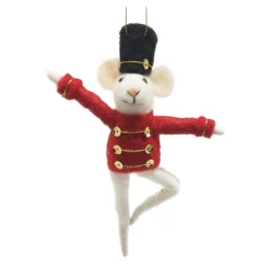 ORN WOOL MOUSE 5″X2″X7″ SOLDIER RED/BLACK
