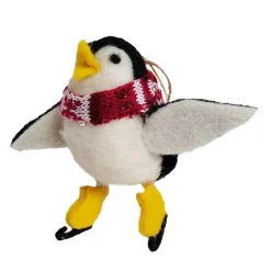 ORN WOOL PENGUIN 4″ SKATING