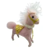 ORN WOOL PONY ICED COLLAR W/ SATTLE 5″ PINK/GOLD