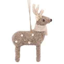 ORN WOOL REINDEER 5.5″ BROWN W/ SCARF