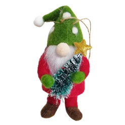 ORN WOOL SANTA 6″W/ CHRISTAMS TREE 6″