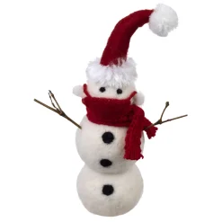 ORN WOOL SNOWMAN 6.5″ W/ RED HAT & MASK