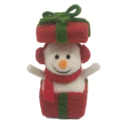 ORN WOOL SNOWMAN 4″X3″X5″ IN GIFT BOX W/ EARMUFF