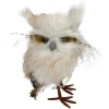 OWL BEIGE STANDING FAUX FUR 4.5″x7″ W/ FEATHERS