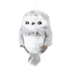 OWL GRAY WHITE 5″ FAUX FUR FLAT HANGING