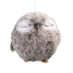 OWL GRAY/WHITE 3.5″ FAUX FUR ROUND HANGING