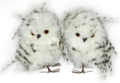 OWL GRAY/WHITE 5″ LONG HAIR TWINS STANDING