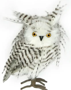 OWL GRAY/WHITE 8″ LONG HAIR STANDING