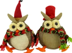 OWL PLUSH BROWN 9″ W/ RED HAT 2/S