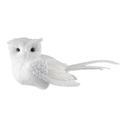OWL WHITE 5.5″ W/ CLIP, GLITTER AND SEQUINS