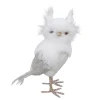 OWL WHITE/ CREAM 8.5″ STANDING W/ LACE & FEATHER