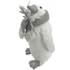 PENGUIN STANDING FAUX GRASS WHITE 6.5″x10″ W/ SCARF, FROSTED PINE & BERRIES