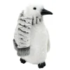 PENGUIN WHITE FUR 11.5″ W/ GRAY SCARF