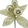 PICK BALLS 8.5″ W/LEAVES CHAMPAGNE GLITTER