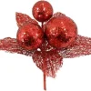 PICK BALLS 8.5″ W/LEAVES RED GLITTER