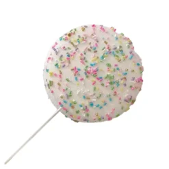 PICK CANDY 12″ MACAROON WHITE /MULTI COLOR SPRINKLES