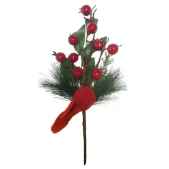 PICK GRN PINE 12″ RED BERRY W/ BIRD
