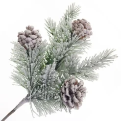 PICK PINE FLOCKED 12″ MIXED PINE AND PINE CONE
