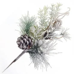 PICK PINE FLOCKED 12″ MIXED PINE WITH PINE CONE AND GREENERY