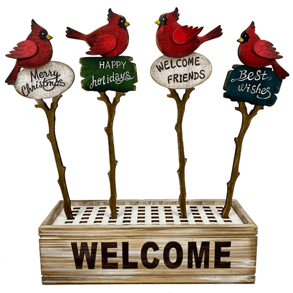 PICK WOODEN CARDINAL 12.6″ MULTI W/DISPLAY BOX 4 ASST. (24PCS)