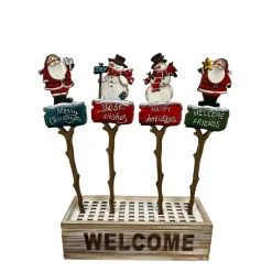 PICK WOODEN SANTA | SNOWMAN 4 ASSTD. 13.5″ WITH DISPLAY BOX