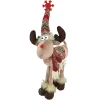 PLUSH REINDEER STANDING 15″ W/ SNOWFLAKE SANTA HAT RED/GREEN