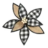 POINSETTIA HEAD 12″ FABRIC PLAID & BURLAP WITH CLIP