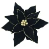 POINSETTIA HEAD BLACK 11.5″ VELVET W/ GOLD GLITTER EDGE & CLIP