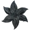 POINSETTIA HEAD BLACK 12″ VELVET W/ CLIP
