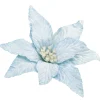 POINSETTIA HEAD BLUE ICE 10″ W/ FROST & CLIP