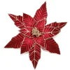 POINSETTIA HEAD BURGUNDY 13″ ROSE GOLD GLTR W/ CLIP