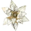 POINSETTIA HEAD CHAMPAGNE 13″ METALIC W/ CLIP