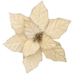 POINSETTIA HEAD CHAMPAGNE 9.5″ VELVET W/ CLIP