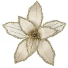 POINSETTIA HEAD CHAMPAGNE 9″ VELVET SHEER W/ CLIP