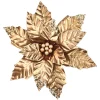POINSETTIA HEAD COPPER BROWN 12″ LEATHER METALLIC W/ CLIP