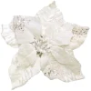 POINSETTIA HEAD CREAM 9″ CARDED W/ GLITTER & CLIP
