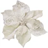 POINSETTIA HEAD CREAM 10″ CARDED W/ GLITTER & CLIP