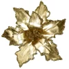 POINSETTIA HEAD GOLD 12″ METALIC W/GLITTER W/CLIP