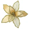 POINSETTIA HEAD GOLD 9″ VELVET SHEER W/ CLIP