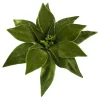 POINSETTIA HEAD GREEN 9″ VELVET W/ CLIP