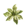POINSETTIA HEAD GREEN/ GOLD 9″ METALLIC W/GLITTER W/CLIP