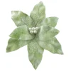 POINSETTIA HEAD GREEN /MINT 10″ FROSTED W/CLIP