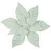 POINSETTIA HEAD GREEN MINT 12″ VELVET W/ GLITTER & CLIP