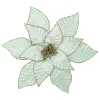 POINSETTIA HEAD GREEN MINT 12″ VELVET W/ CH GLITTER & CLIP