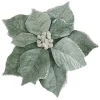 POINSETTIA HEAD GREEN MINT 9″ ICE/SNOW EDGE CARDED W/ CLIP