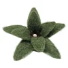POINSETTIA HEAD GREEN MOSS 9″ FELT FROSTED LOOK W/ CLIP