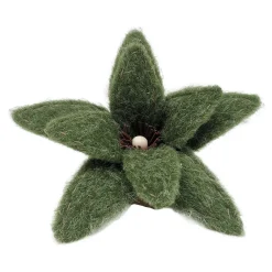 POINSETTIA HEAD GREEN MOSS 9″ FELT FROSTED LOOK W/ CLIP