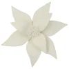 POINSETTIA HEAD IVORY 11.5″ FROSTED WOOL W/ CLIP