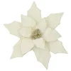 POINSETTIA HEAD IVORY 12.5″ VELVET GLITTER EDGE